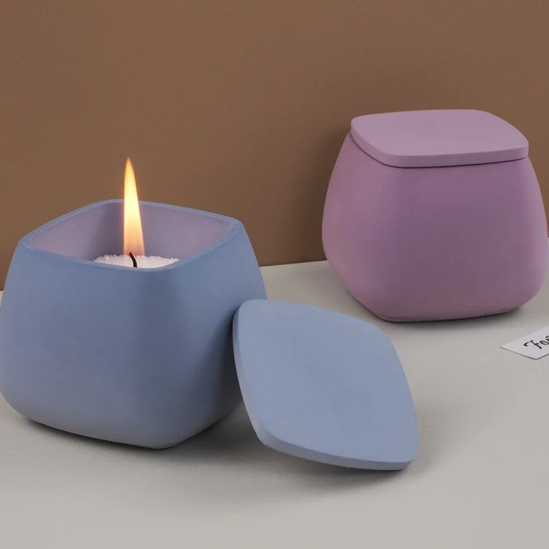 SILIKE LUFEI Small Square Shaped Candle Cup-Lid Silicone DIY Milky White Craft Molds