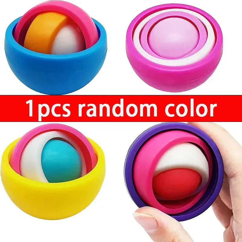 Non-Toxic/Anti-Allergic Plastic 3D Rotation Ball Fidget Gyro Sensory Toys/Ages: 3-18+ Years Old/Colors-Multicolor/Pink/Blue/Green