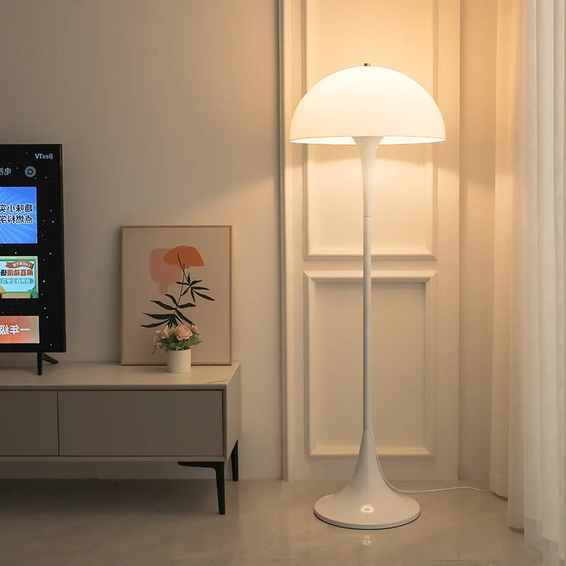 Modern Danish White Mushroom Shaped Down Up-Down Shade Dimmable LED Round Aluminum Iron Base Floor Lamps/LED Bulbs Included