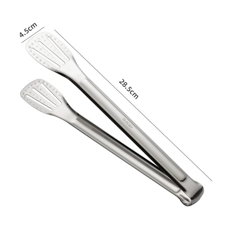 Kitchen Durable Stainless Steel BBQ Cooking Tongs/Colors-Gold/Black/Silver