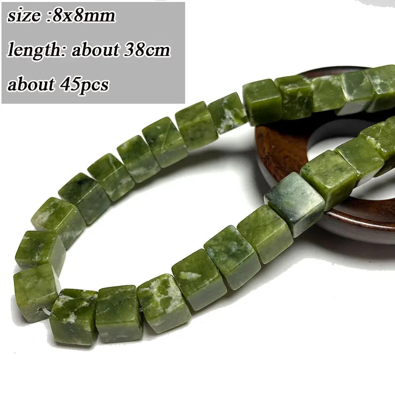 Wholesale 100% Natural Green Jade Cylinder Square Irregular Faceted Round Stone Beads for Jewelry Making Diy Bracelet Charms