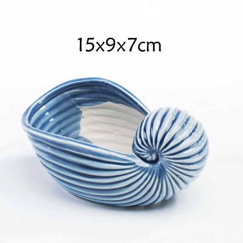 European Style Cute Fleshy Flowerpot Pocelain Blue Fish Macetas Vase Home Garden Mini Bonsai Cactus Flower Pot Balcony Decor