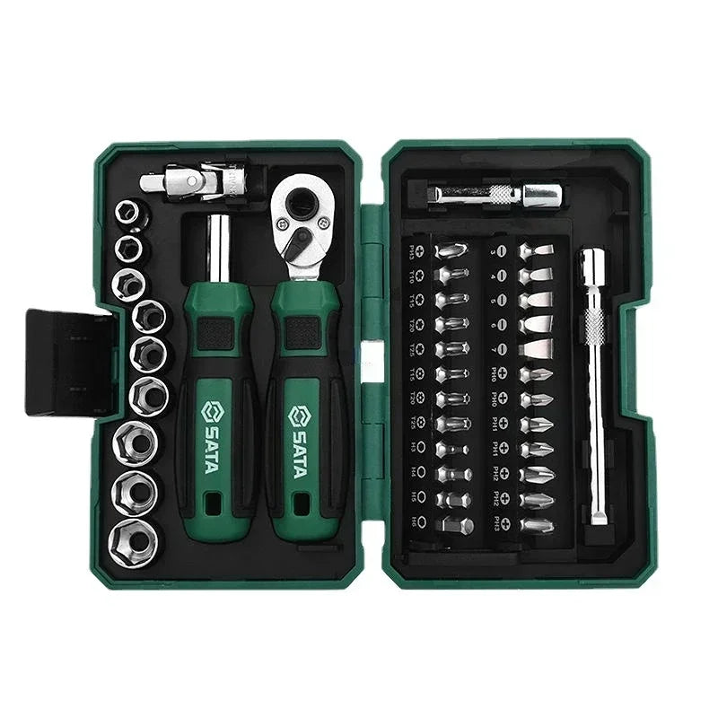 SATA Ratchet screwdriver set 38 in 1 Portable Mini Wrench with Various Bits and Socket Repair Tools Hand Tools