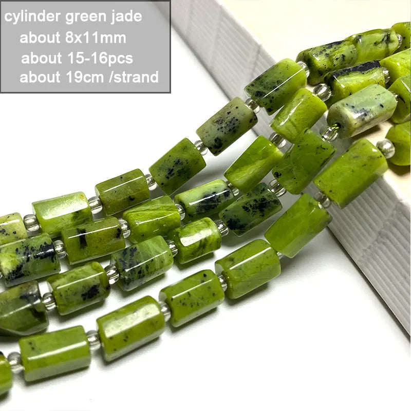 Wholesale 100% Natural Green Jade Cylinder Square Irregular Faceted Round Stone Beads for Jewelry Making Diy Bracelet Charms
