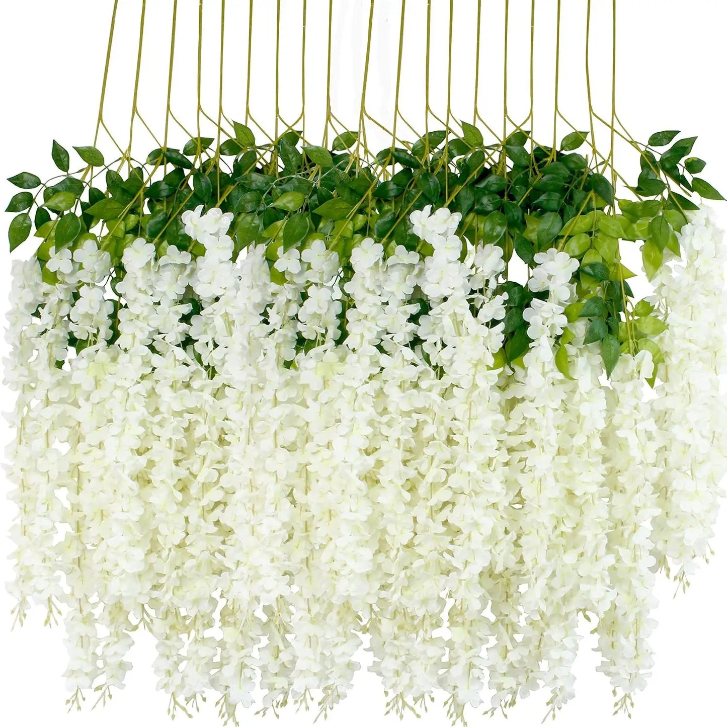 12PCS Outdoor Artificial Silk Orchid Rattan Flower Wall Garland Strings/Colors-Yellow/White/Purple/Red/Violet/Floral