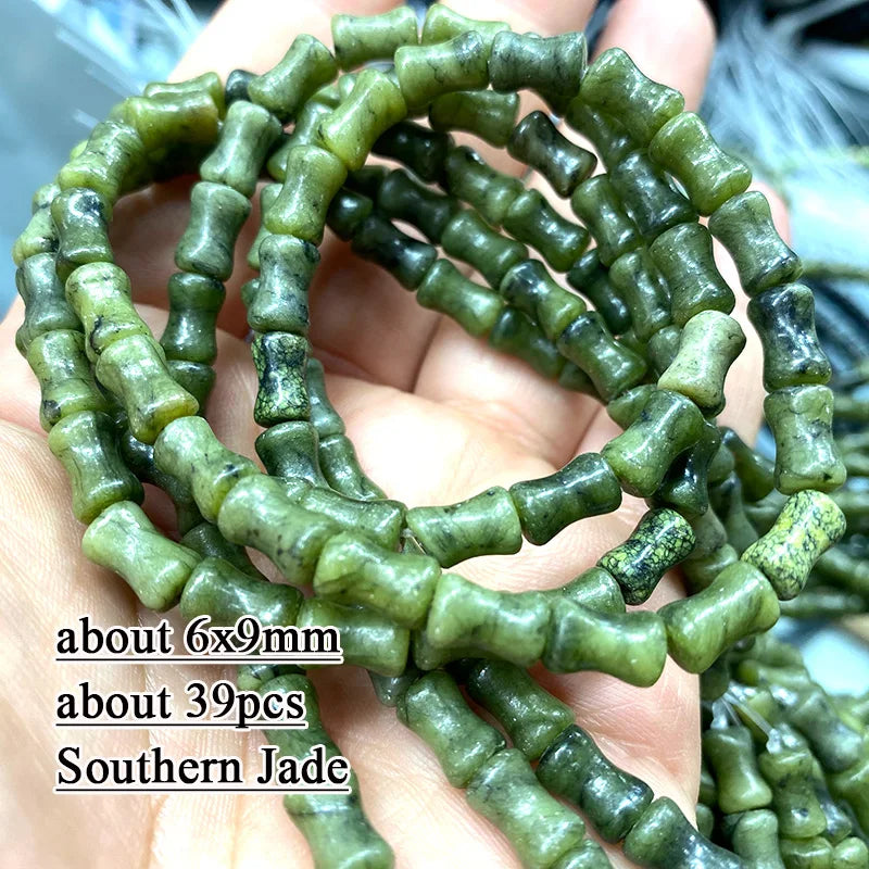 Wholesale 100% Natural Green Jade Cylinder Square Irregular Faceted Round Stone Beads for Jewelry Making Diy Bracelet Charms