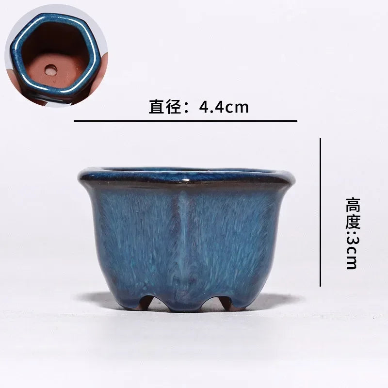 No-EN-Name-Null Indoor Mini Handmade Glazed Blue-Brown-Purple Ceramic-Purple Clay Succulent Multi-Shaped Thumb Flower Pots