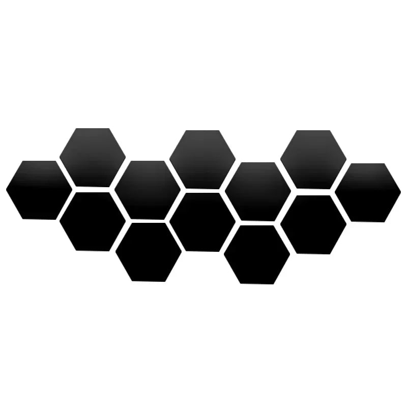 6/12pcs 3D Hexagon Mirror Wall Sticker /Colors-Rose Gold, Blue, Multicolor, Silver, Black, Red, Golden