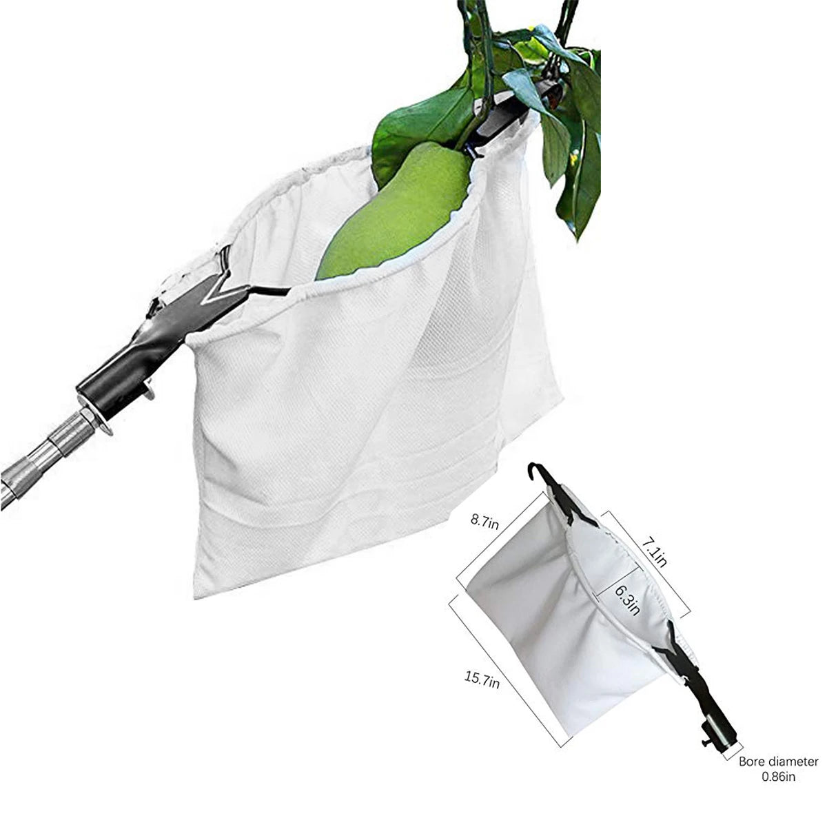 TOORISE Green-Silver Stainless Steel-Aluminum Lightweight One Fruit Picking Pole Head Basket Gardening Tools/1-Picking Basket/1-Splicing Rod/1-Storage Bag