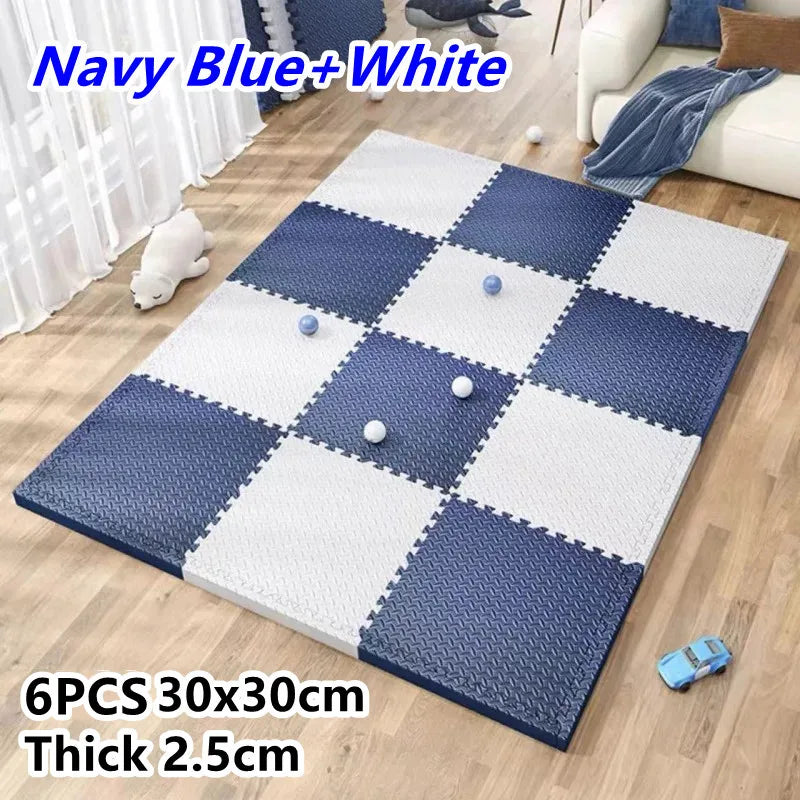 Tatame Babies 6 PCS Set Thick Strong Cuttable Elastic Split Interlocking Foam Joint Anti-Slip Bottom Playroom Floor Mats/Colors-Multicolor/Pink/Gray/White/Purple/Beige/Geometric