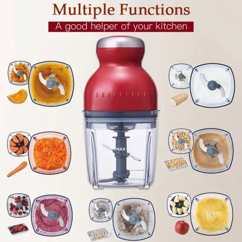 DASH Kitchen 8 Functions In 1 Multifunctional Food Processors/Equipped With 5 Accessories/300 Watts/Voltage: 220V 50Hz/Stain Steel Blades/Colors-Red/Beige