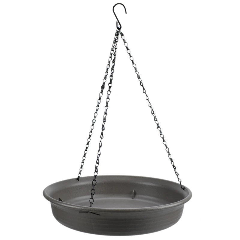 No-EN-Name-Null Outdoor Garden Hanging Black Metal Chains Round Gray Plastic Water Bowl Bird Feeders/Colors-Orange/Black/Gray/Beige/Brown