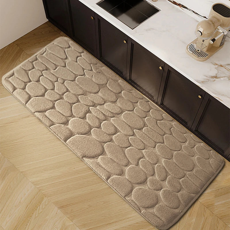 Kitchen Soft Pebble Cobblestone Design Polyester Kitchen Rugs/Colors/White/Gray/ Black/Blue/Multicolor/ Beige/ Brown/Hand Wash