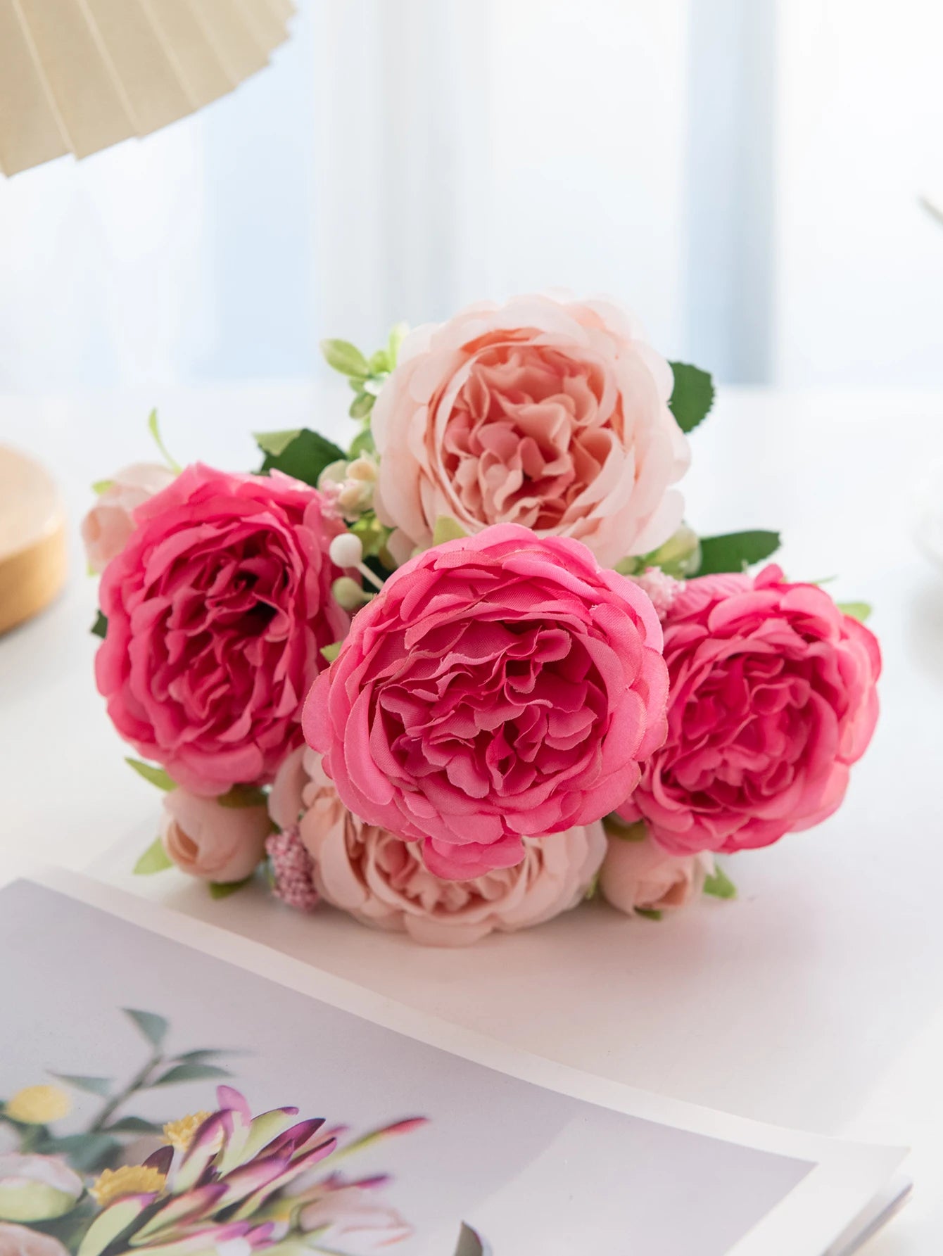 Indoor Artificial Silk-Plastic Flowering Peony Bouquets Plants/Colors-Rose Pink/Yellow/Light Pink/Blue/Dark Pink/White/Rose