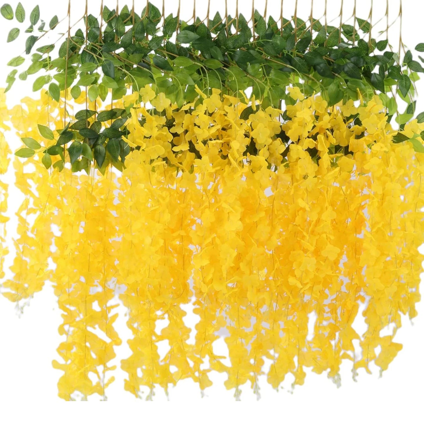 12PCS Outdoor Artificial Silk Orchid Rattan Flower Wall Garland Strings/Colors-Yellow/White/Purple/Red/Violet/Floral