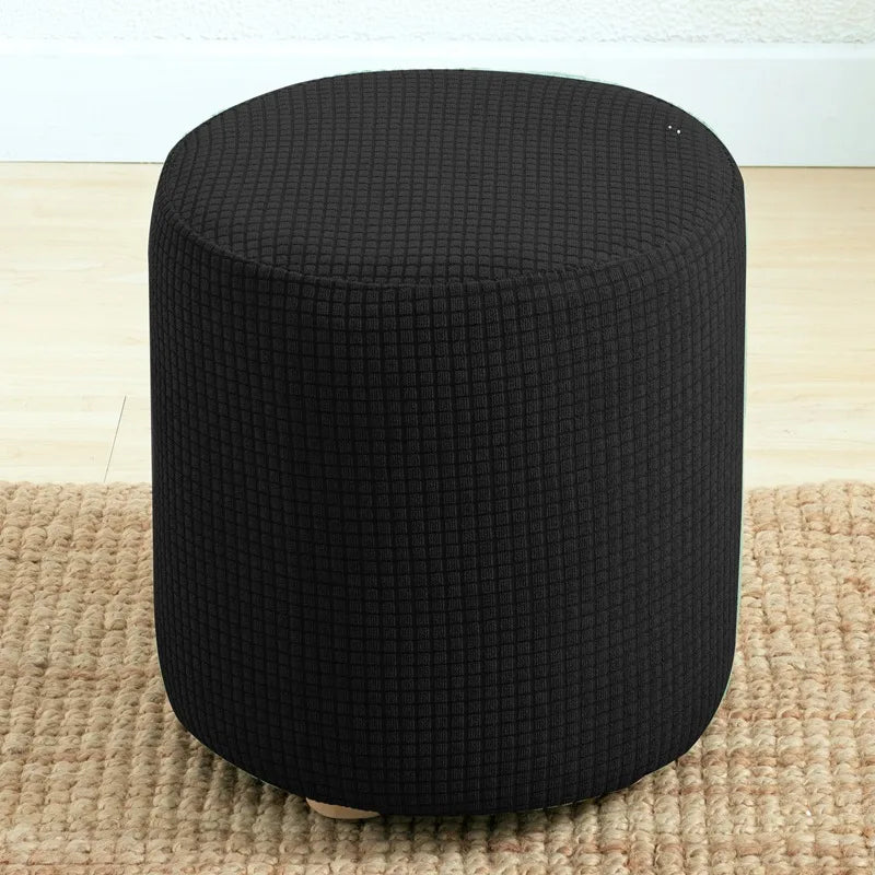 Round Polyester-Cotton Ottoman Stretch Elastic Slipcovers/Colors-Wine Red/Purple