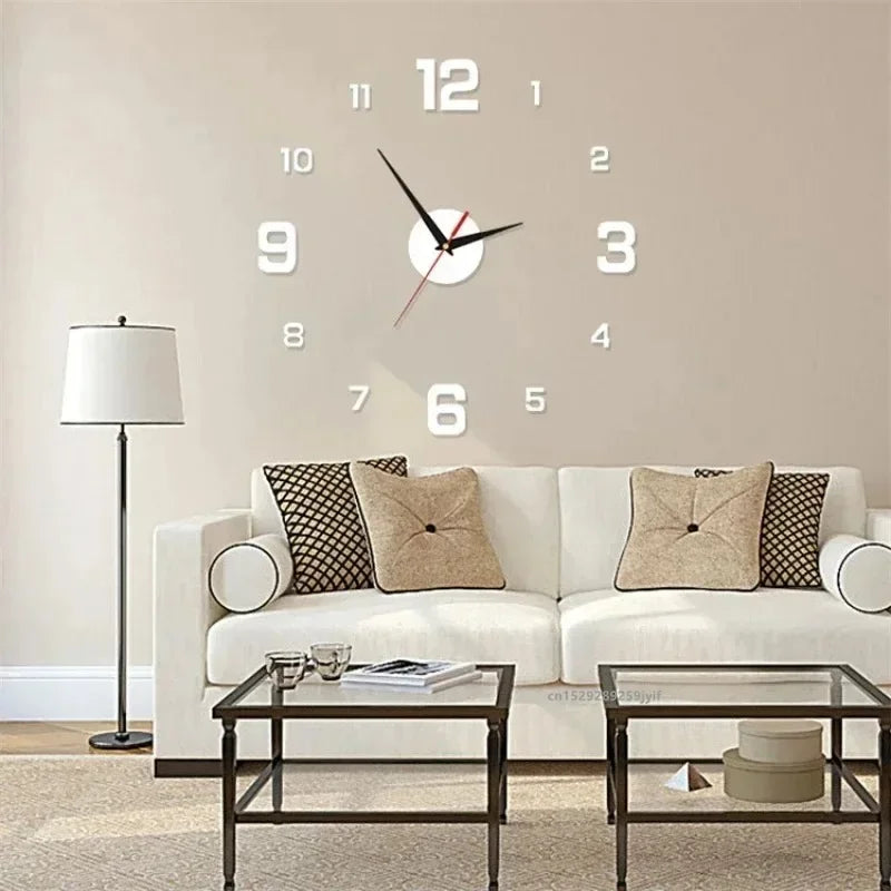 3D Large Numbers Frameless Acrylic Mirror DIY Quartz Digital Wall Clock Stickers/Number 5 Battery/Battery Not Included/Colors-Black/Gold/Red/Silver