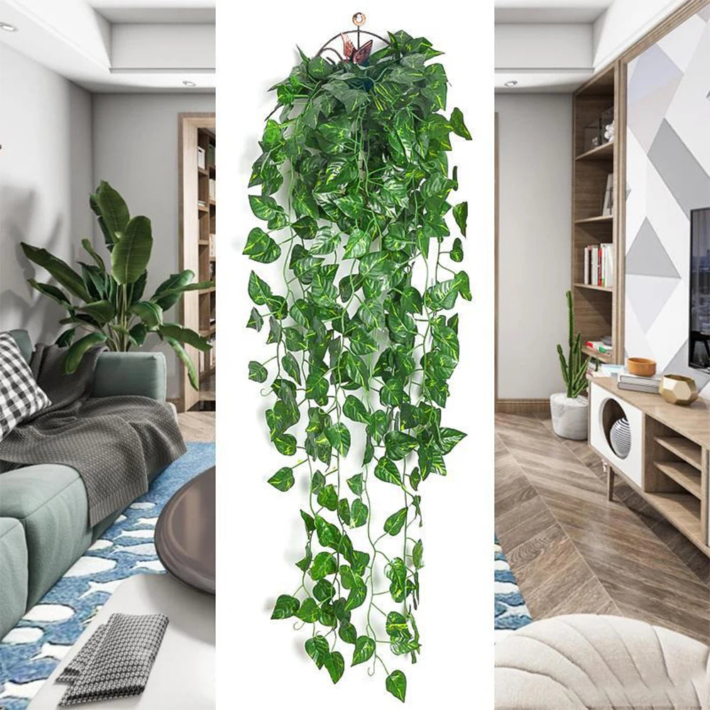 Green Plastic Non-Flowering Artificial Hanging Ivy Magnoliopsida Climbing Vine
