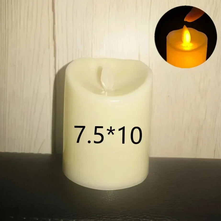 Realistic Round Plastic LED Electronic Flickering Flameless Candles/3-AAA battery/Battery Not Included/Colors-White/Black/Mini Candle-Ivory-White Button Batteries Not Included