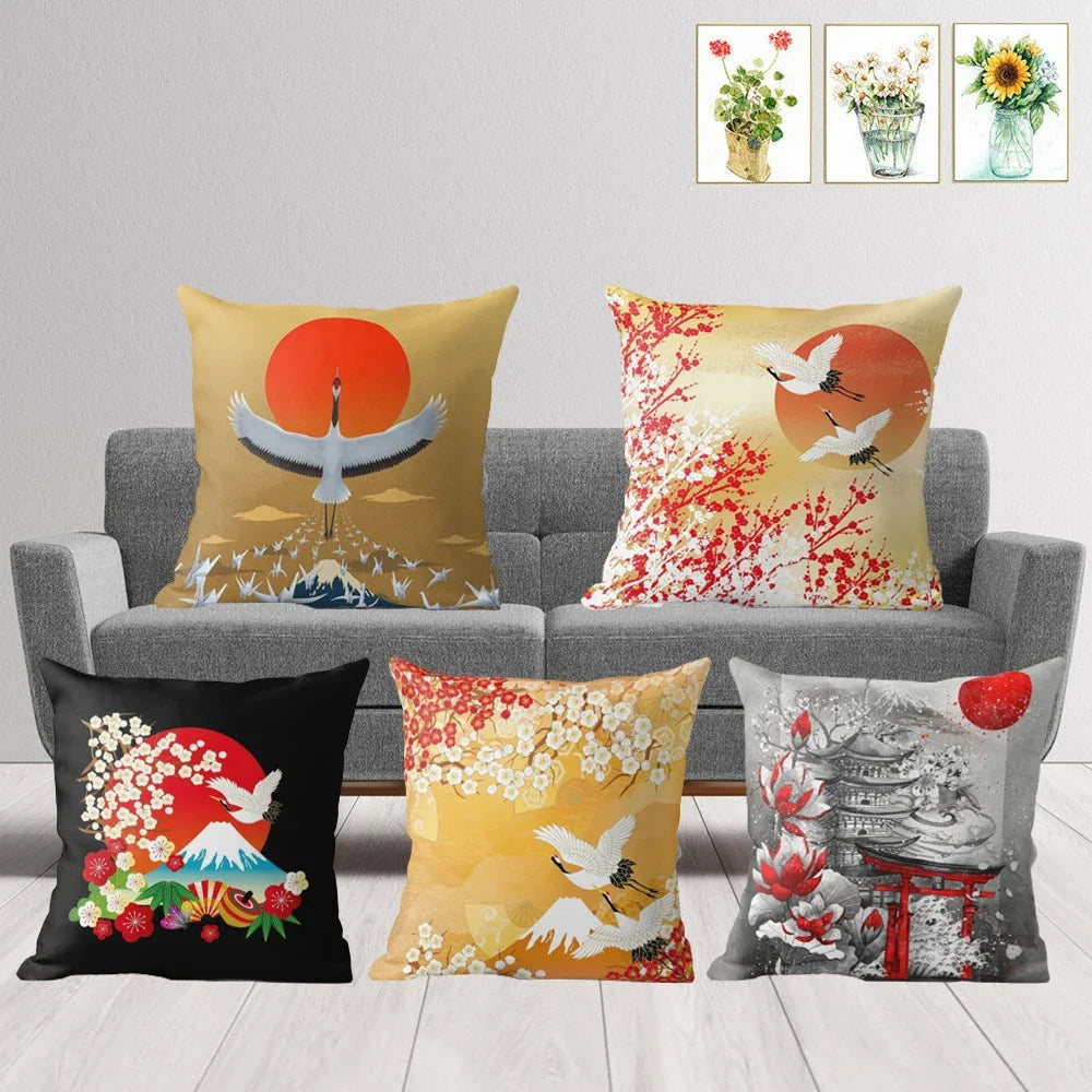 100% Polyester Square Chinese Style Pillowcases/Colors-Animal/Red/Multicolor/Yellow/White/Navy/Gray