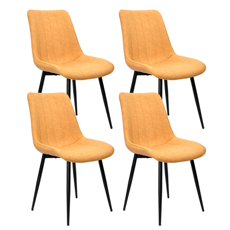 4 pcs Nordic Armless Leather Upholstered Backrest-Seat Dining Chairs/Colors-Black/Green/Brown/Beige/Orange/Gray