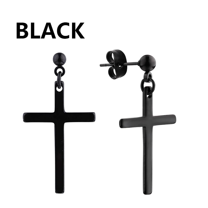 Unisex Metal Stainless Steel Imitation Black Studded Punk Earrings