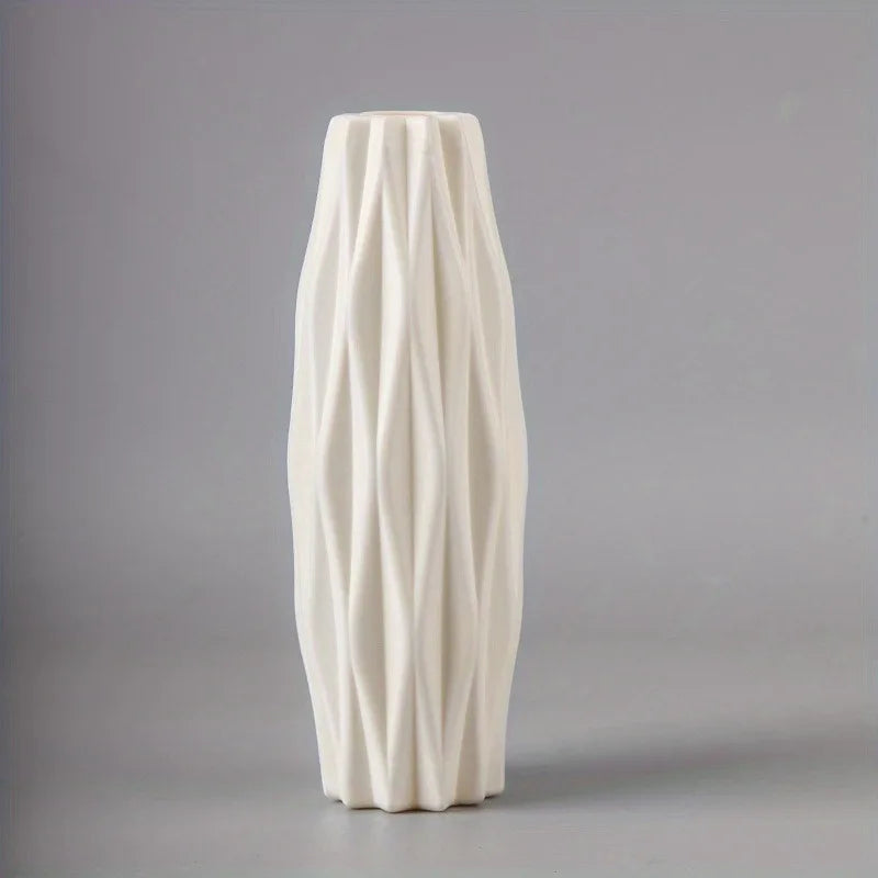 Round Tall Imitation Ceramic Diamond Plastic Vases/Colors-White/Pink/Green
