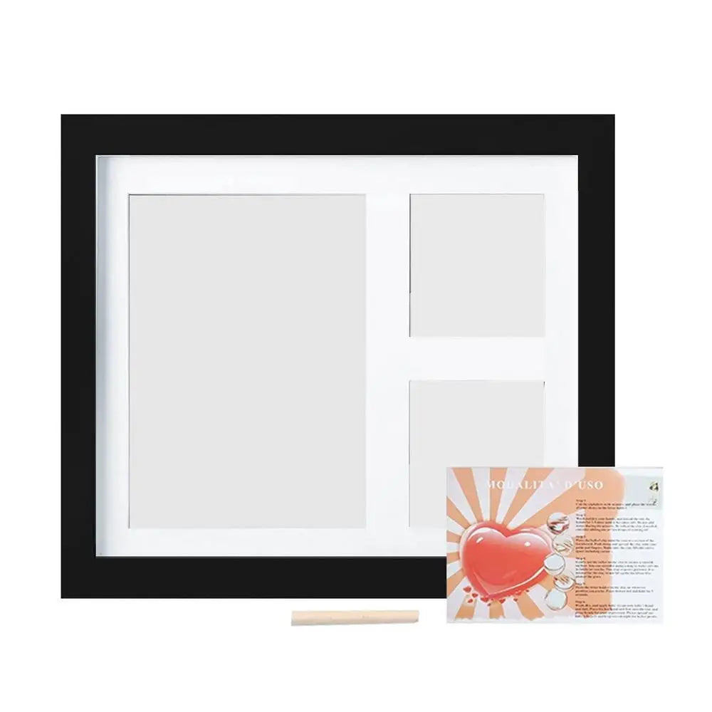 Unisex All Ages Babies-Pets MDF Wood Hand-Footprint Print Photo Frame Keepsake Kit/Ink Pad/Colors-Black/White/Beige