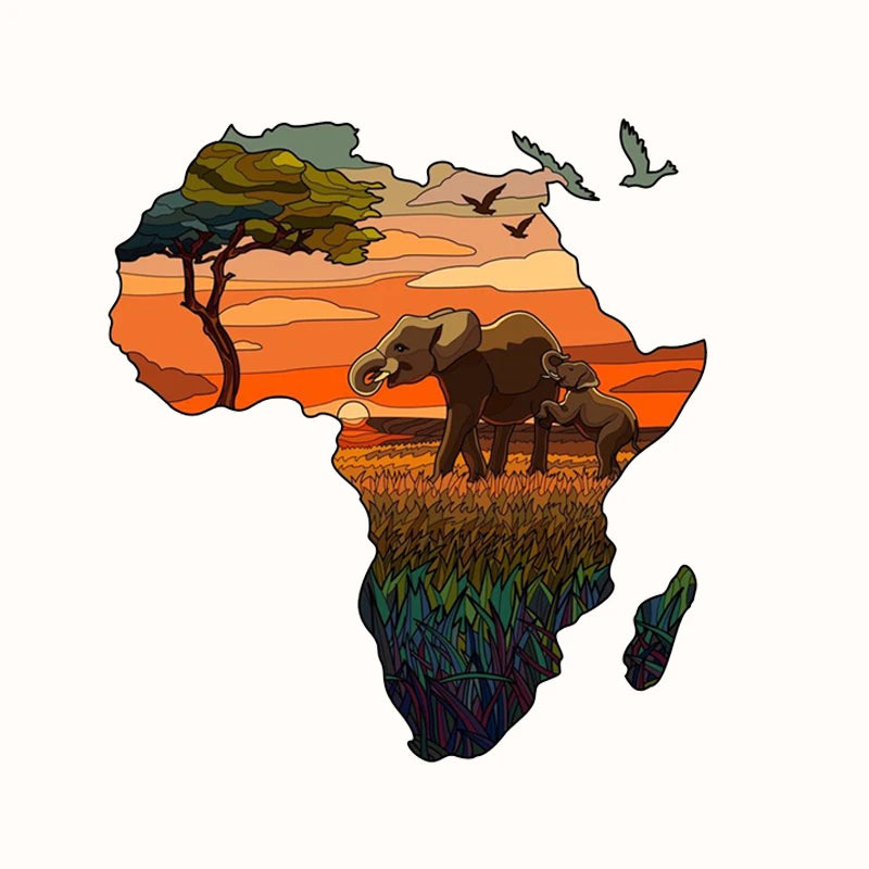 UNIFT Women Stainless Steel Metal Imitation Gold-Plated Africa Safari Animals Map Drop Earrings/Colors-Gold/Multicolor/Animals