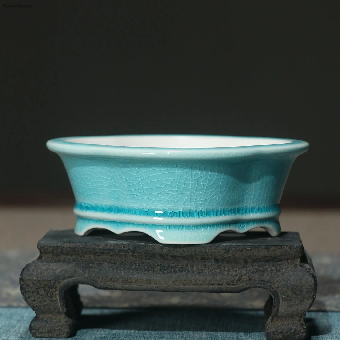 Creative Purple Sand Flower Pot Glazed Ceramic Bonsai Pot Small Flower Pot Japanese Succulent Flower Pot Home Decoration LE659