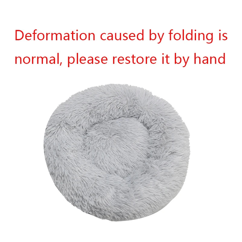 Cats-Dogs Round Washable Soft Cotton Lining Warm Plush Anti-Slip-Waterproof Bottom Beds /Colors-Gray/Dark Gray/Brown/White/ Pink/Tie Dyed/Light Apricot/Coffee/6 Sizes To Choose