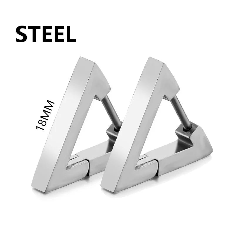 Unisex Metal Stainless Steel Imitation Black Studded Punk Earrings