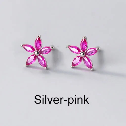 INZATT Real 925 Sterling Silver Colourful Zircon Star Stud Earrings For Women Party Trendy Fine Jewelry Minimalist Accessories