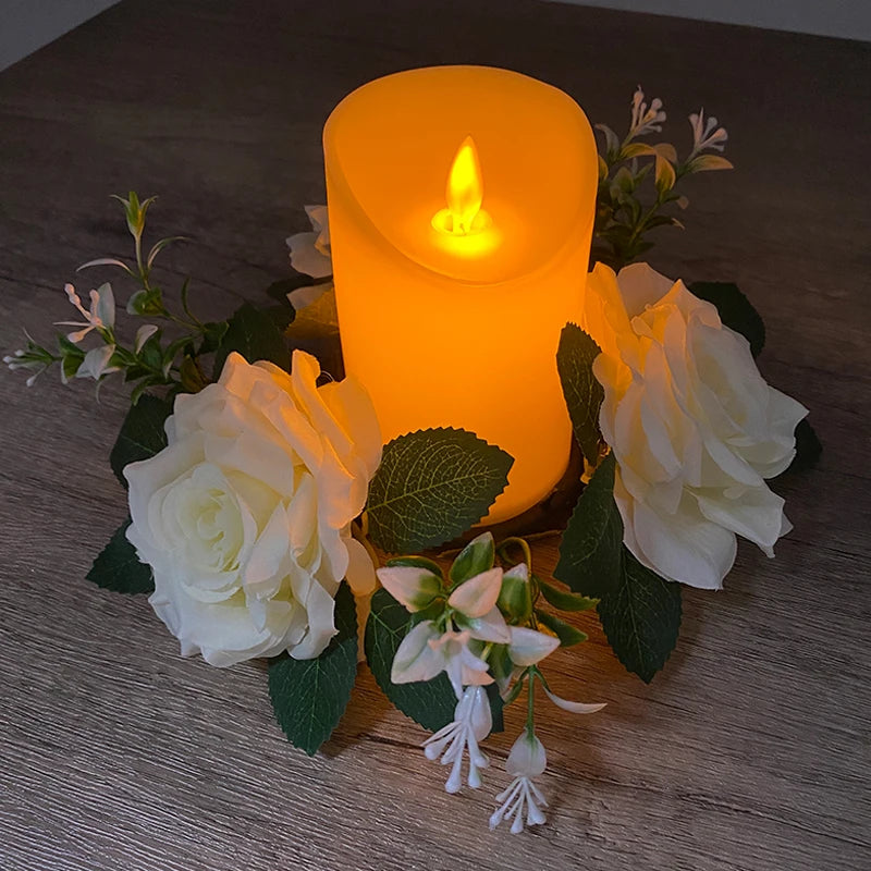 2 PCS Set Plastic Large Ivory Round LED Electronic Wax Warm Glowing Flameless Candles/3-AAA Batteries Not Included/ /Bulbs Not Included