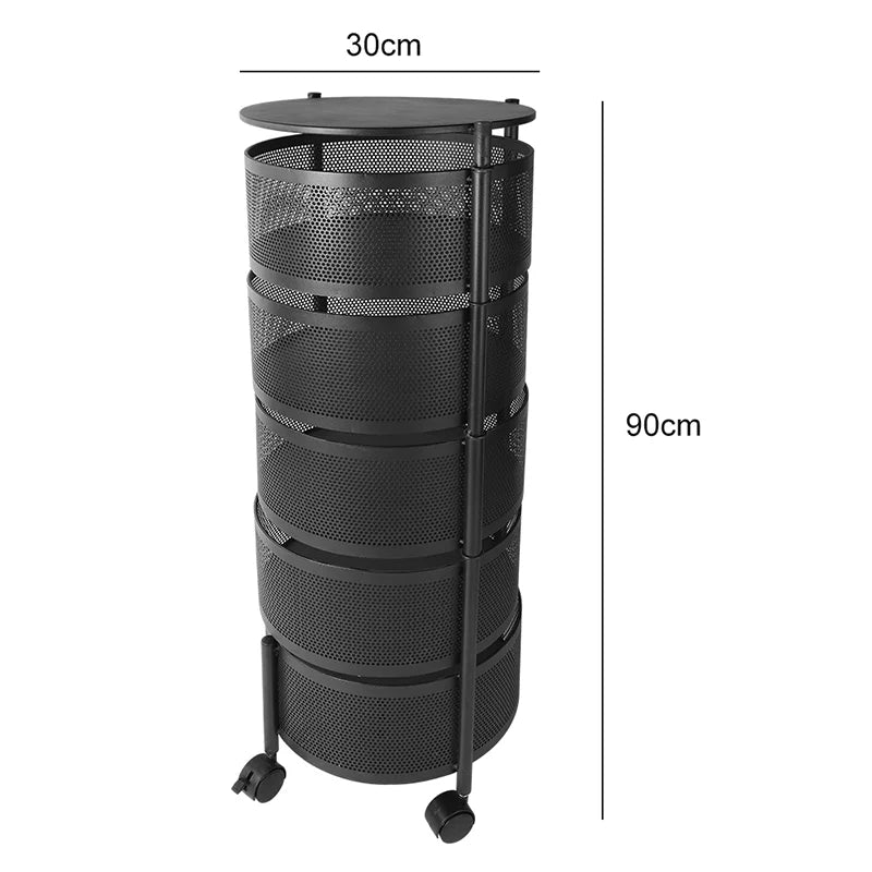 Kitchen Organizer Metal 5 Tiers Multi-Layer Rotatable Storage Rack/Colors-Black/White