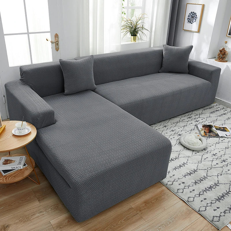 Jacquard L-shaped Sofa Cover For Living Room(Composed of 2 pieces),Elastic Covers For Sofa,Sofa Seat Cover For Home,Home Decor