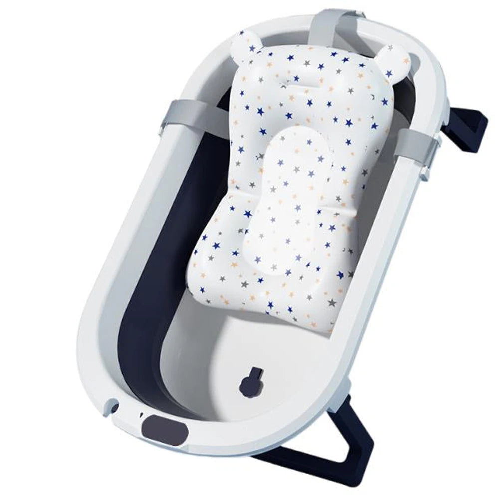 Newborn Babies-Preschooler Foldable Plastic PP-PU Synthetic Thick Polyester Anti-Skid Cushion Portable Traveling Reinforced Support Babies Bathtubs/Ages: Newborn 0-3 Years Old/Colors-White/Blue/Pink/Gray/Striped/Multicolor