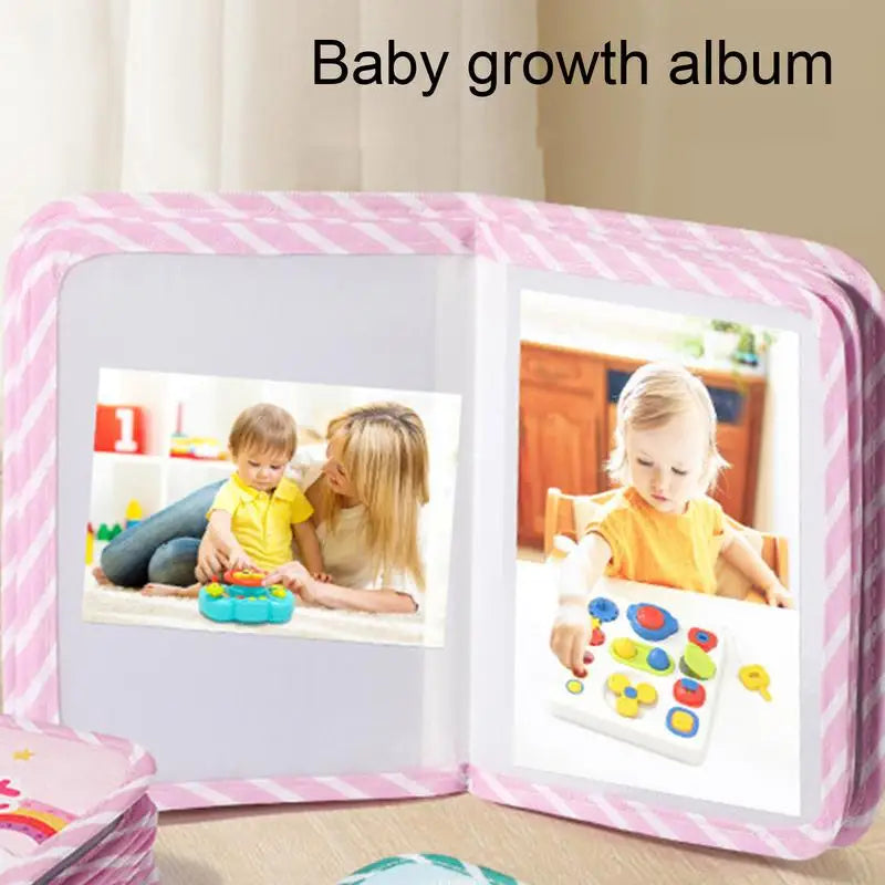 Pink Babies My First Photo Book Cloth Keepsake Little Unicorn Loose-Leaf Saddle-Stitched Photo Albums /Colors-Pink/Striped