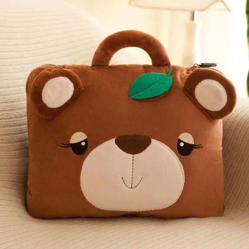 100% Polyester 2 in 1 Pillow Quilt Dual-Use Nap Animal Pillow W/ Multifunctional Folding Blanket