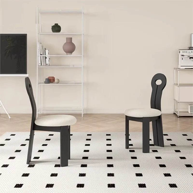 Upholstered French Cream Style Solid Wood Dining Hard Backrest Chairs/Colors-Black/Beige/Brown