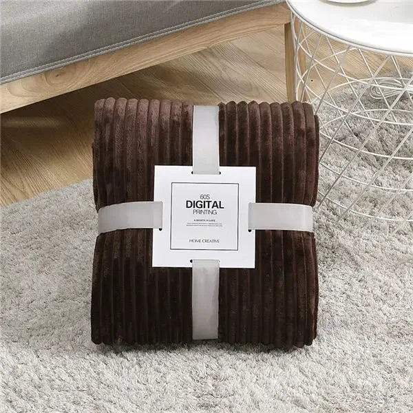 Solid Colored Striped Pattern Soft Warm Coral Fleece Polyester Flannel Blankets/Colors-Light Gray/Dark Gray/Dark Blue/Sky Blue/ Purple/ Yellow/Coffee/Pink/Khaki/Ivory/Machine Washable