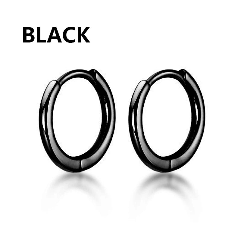 Unisex Metal Stainless Steel Imitation Black Studded Punk Earrings