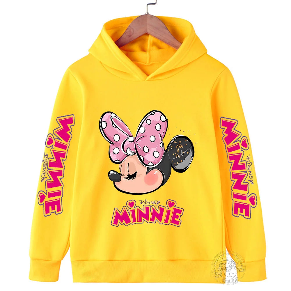 Child's Unisex Long-Sleeved Pullover Disney Minnie Polyester Winter Hoodies/No Head Pullcord/Colors-Pink/Red/Blue/Black/Gray/Yellow/White/Multicolor/Ages: 3-14 Years Old/Kids Sizes: 100/110/120/130/140/150/160
