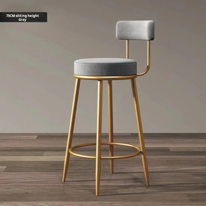 Nordic Iron Framed Low Backrest Upholstered Velvet Armless Bar Stools/Colors- Blue/Green/Black/White/Pink/Gold