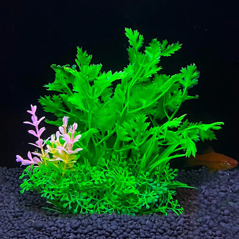Plastic Artificial Aquarium Aquatic Grass Weeds Plants For Fish Aquarium/Colors-Floral Green/Purple