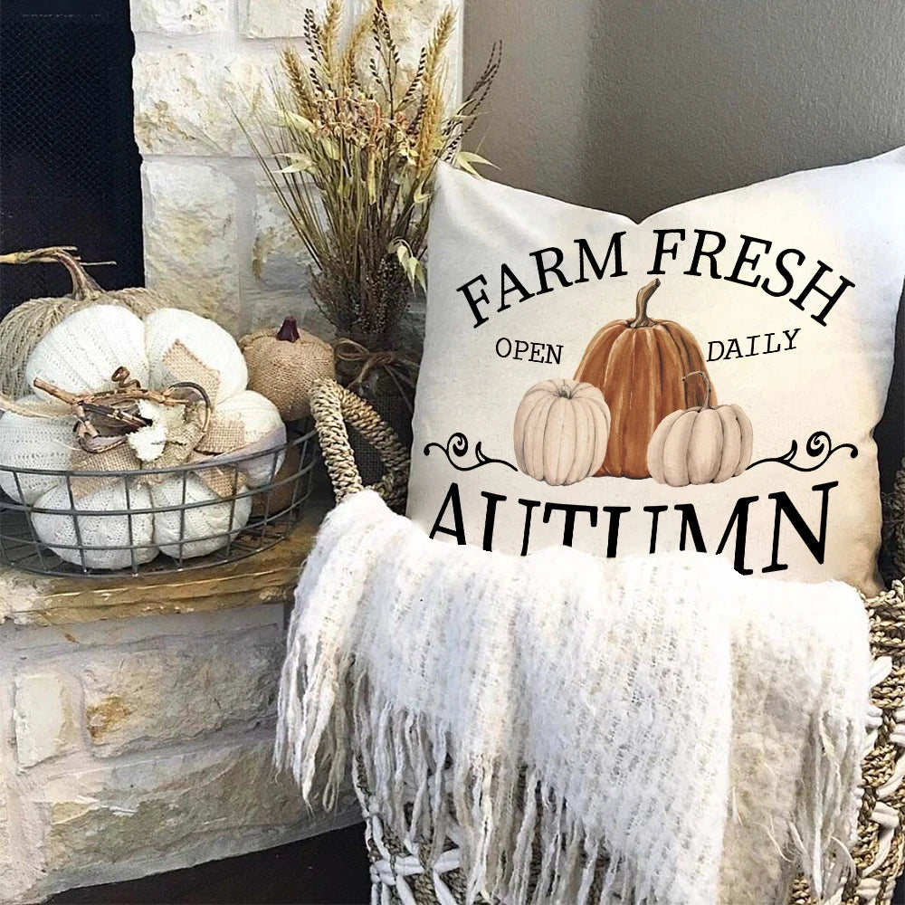 1pc-4pcs Brown Polyester Fall Square Handed-Printed Pumpkin/ Pickup/ Throw Pillows COVERS Set/Without Pillow Core/Sizes : 45cmX45cm 18inchX18inch