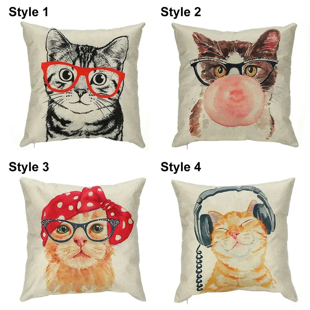 Printed Cute Cartoon Cat Polyester Pillowcase Covers/ Machine Washable/Size: 45 x 45cm