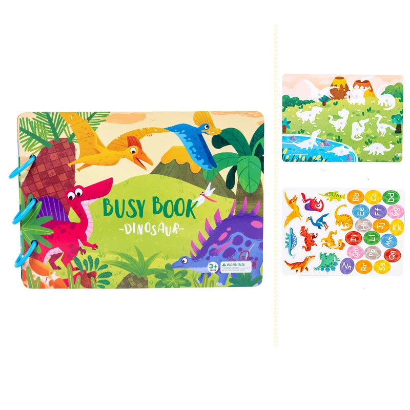 Child-Parent Hand-Painted 3 Plastic Rings Early Educational Stickers-Matching Game Cognition Cardboard Quiet Busy Books/Ages: Newborn-Preschoolers/Colors-Multicolor/Pink/Yellow/Animal