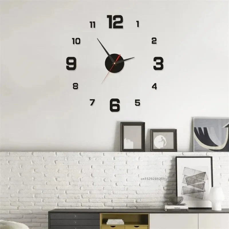 3D Large Numbers Frameless Acrylic Mirror DIY Quartz Digital Wall Clock Stickers/Number 5 Battery/Battery Not Included/Colors-Black/Gold/Red/Silver