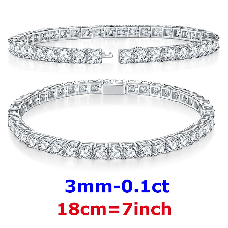 DJMAX 3-6.5mm Full Moissanite Tennis Bracelet For women Original 925 Sterling Silver Man's Moissanite Tennis Chain New 2023